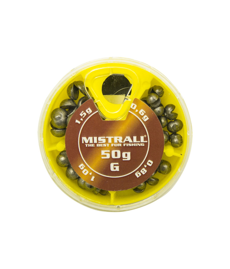 Zestaw Śrucin Wędkarskich Śrut 50g Gruby 100% Ołów Mistrall 0,60g / 0,80g / 1,0g / 1,50g