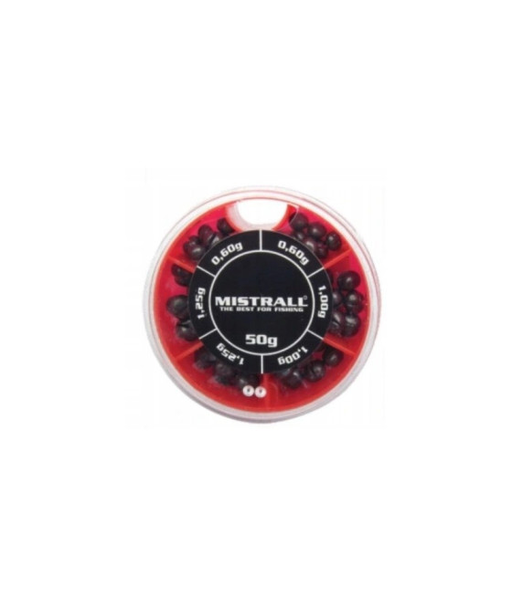 Zestaw Śrucin Wędkarskich Śrut 50g Mix 100% Ołów Mistrall 0,60g / 1,0g / 1,25g