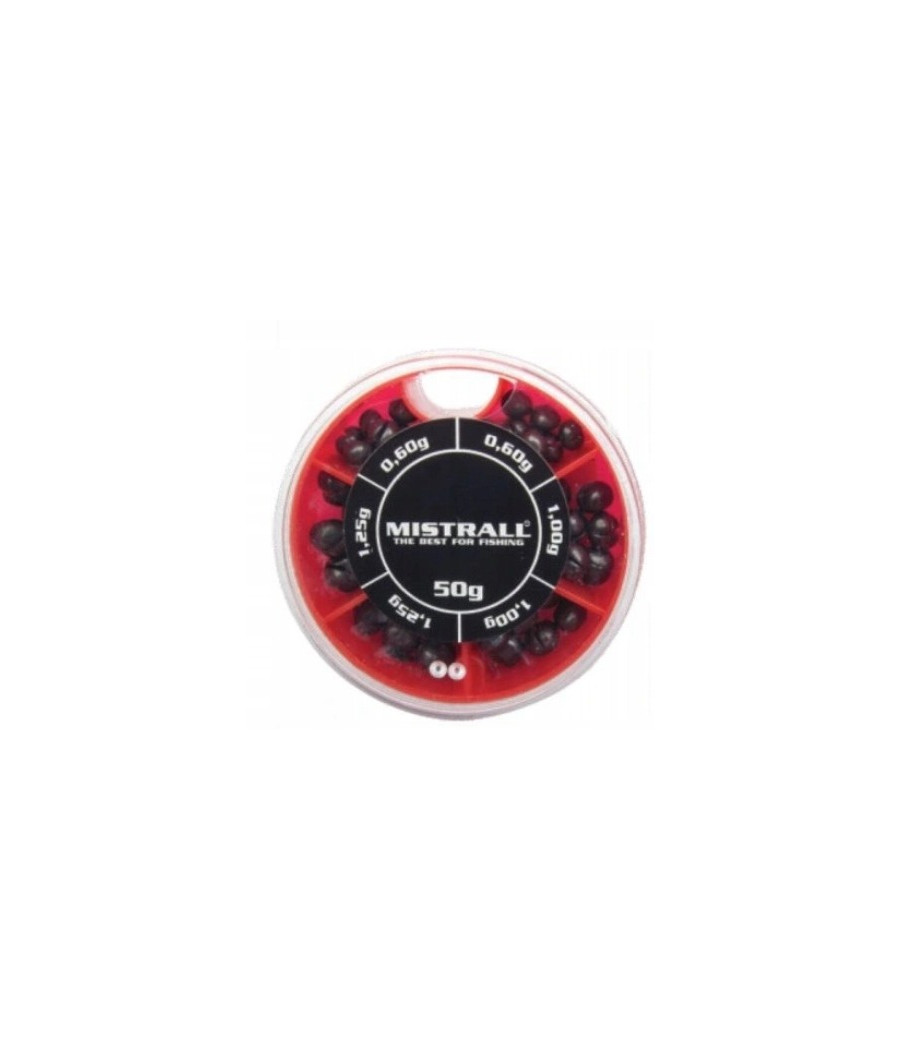 Zestaw Śrucin Wędkarskich Śrut 50g Mix 100% Ołów Mistrall 0,60g / 1,0g / 1,25g