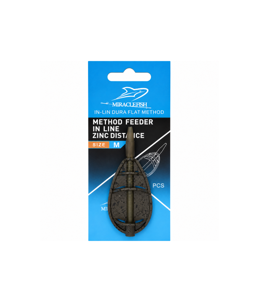 Koszyk Podajnik Do Metody In-Line Zinc Distance  1szt 30g rozM Method Feeder Wymienny Miracle Fish