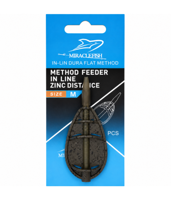 Koszyk Podajnik Do Metody In-Line Zinc Distance  1szt 50g rozM Method Feeder Wymienny Miracle Fish
