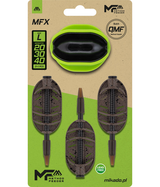 Koszyczek Podajnik Method Feeder MFX roz L Komplet 20+30+40g + foremka Mikado