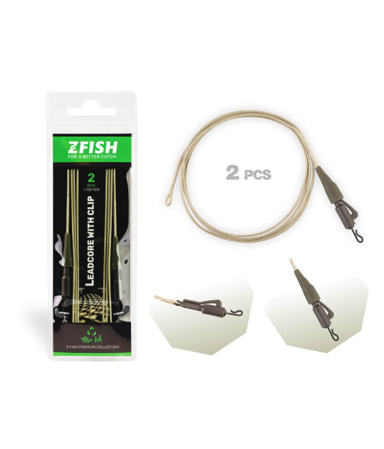 Gotowy Zestaw Karpiowy Leadcore z Bezpiecznym Klipsem With Clip 100cm 2szt