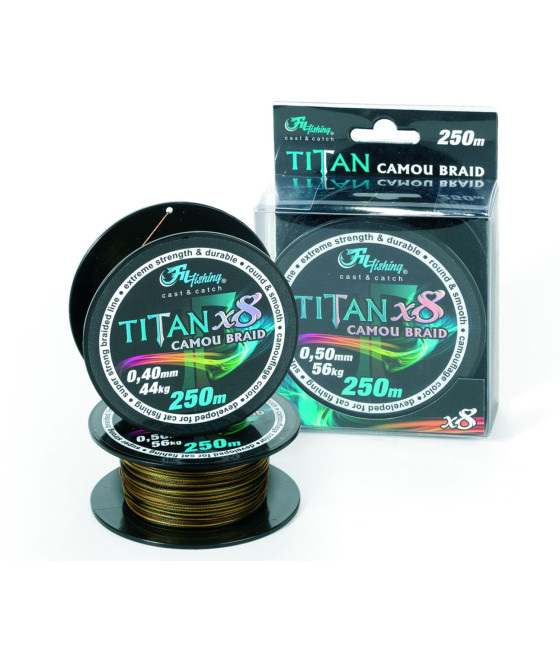 Plecionka sumowa Titan Camou Braid 250m 0,70mm 84kg  Multikolor FILFISHNG