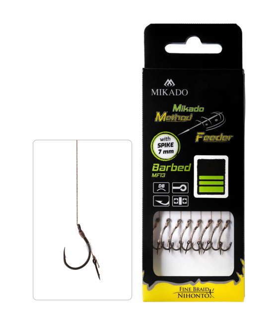 Przypony Mikado Zadziorowe Igła MF13 10cm roz 8 plecionka 0,14mm