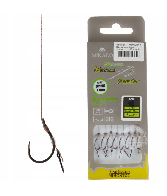 Przypony Mikado Bezzadzior Igła MF13B 10cm roz 10 plecionka 0,12mm
