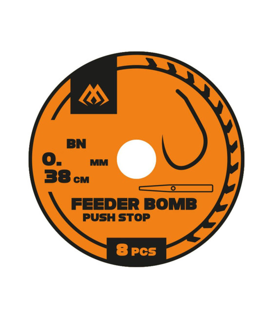 Przypony Bezzadziorowe Mikado Feeder Bomb Push Stop roz 12 38cm 0,18mm