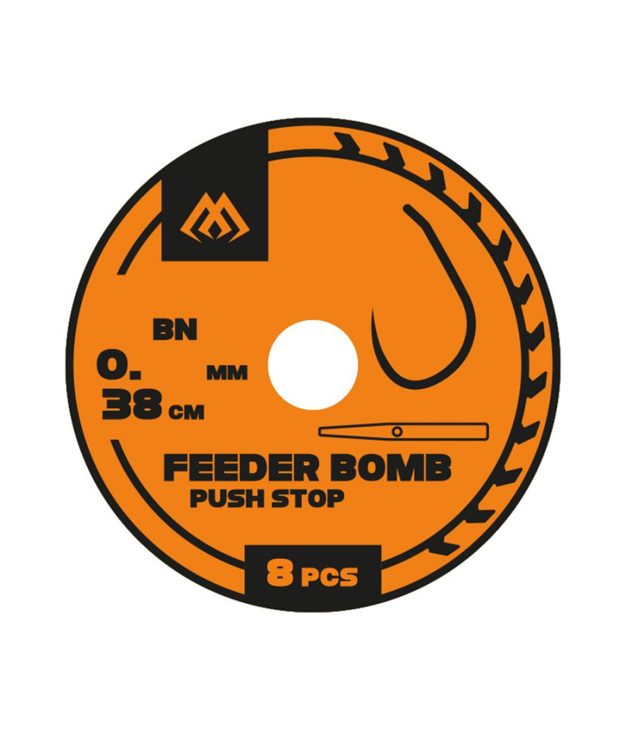 Przypony Bezzadziorowe Mikado Feeder Bomb Push Stop roz 12 38cm 0,18mm Przypony Bezzadziorowe Mikado Feeder Bomb Push Stop roz 12 38cm 0,18mm