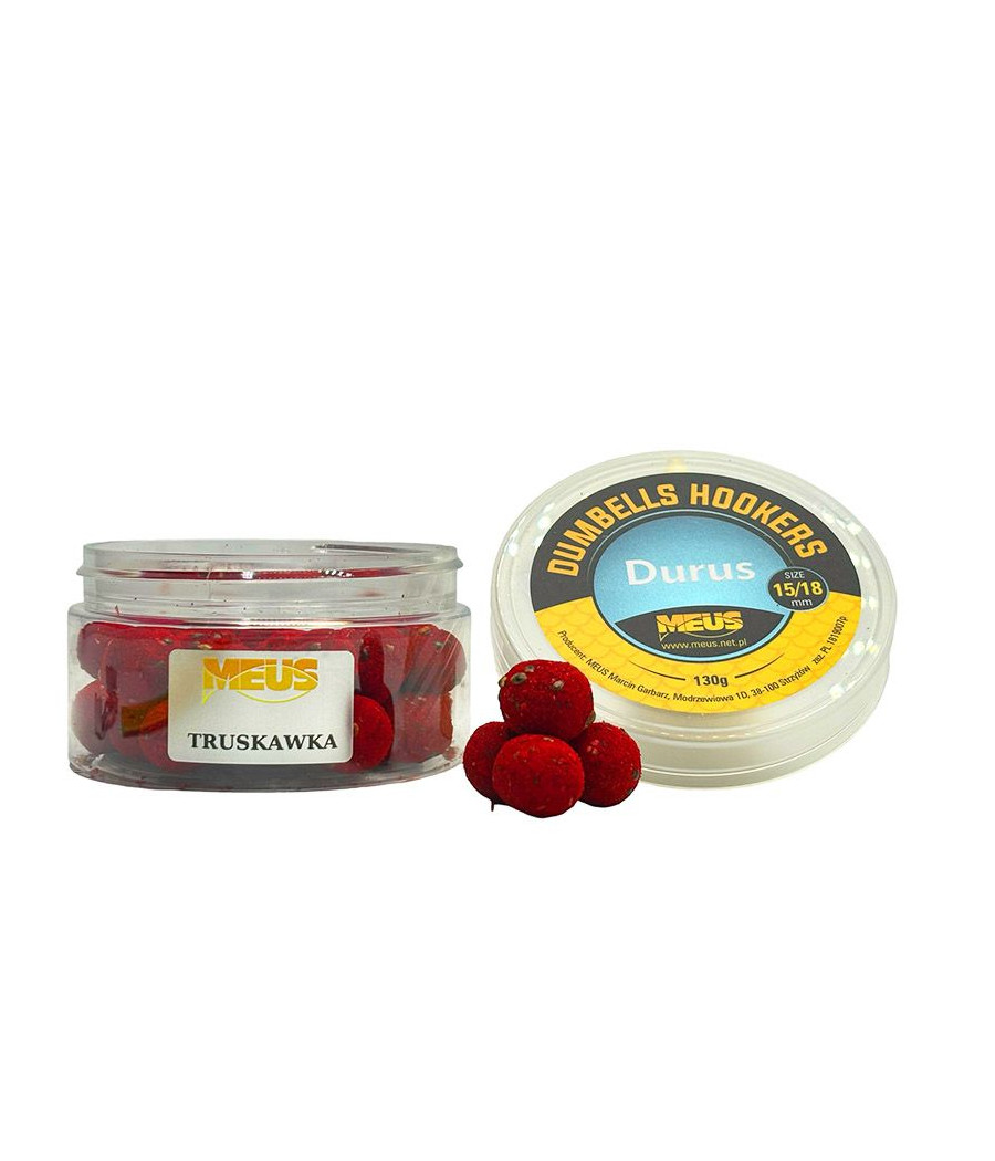 Kulki Dumbellsy Haczykowe 15/18mm TRUSKAWKA Tonąca Durus MEUS