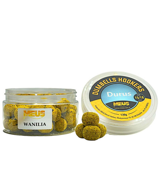 Kulki Dumbellsy Haczykowe 15/18mm WANILIA Tonąca Durus MEUS