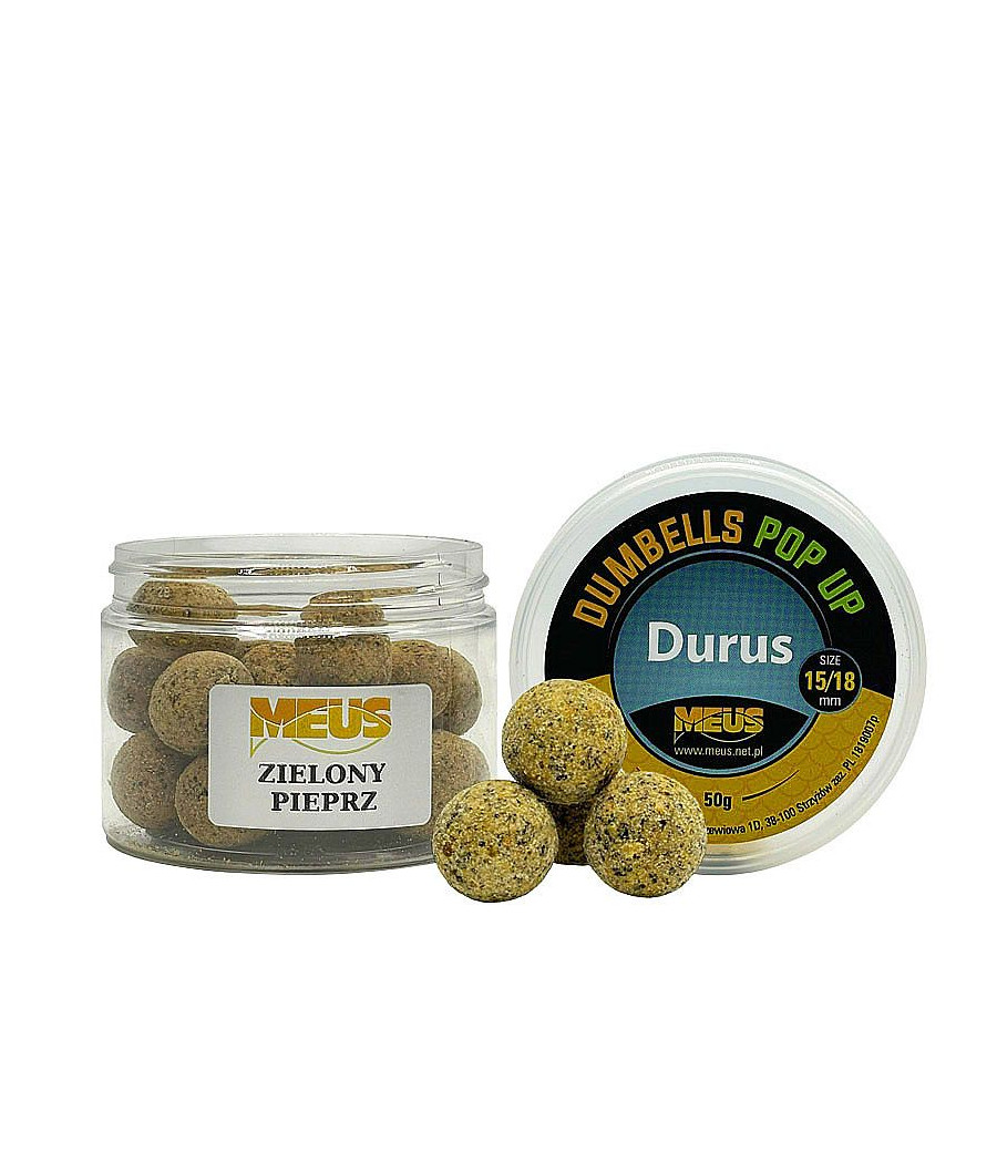Kulki Dumbellsy Haczykowe 15/18mm ZIELONY PIEPRZ Pop-Up Durus MEUS