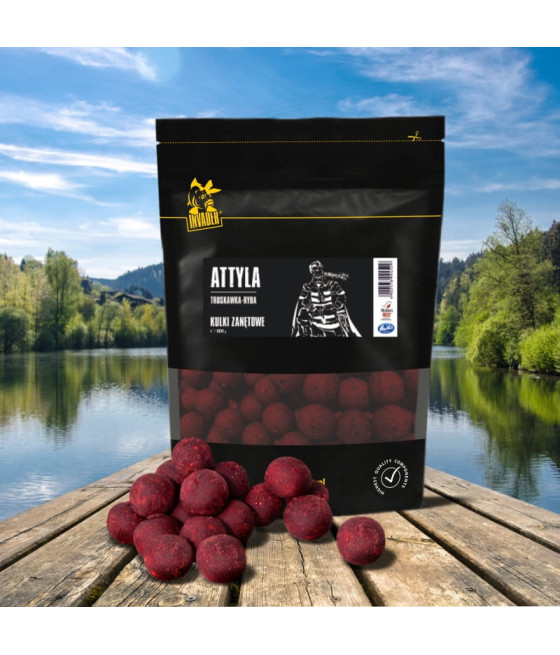 Kulki Zanętowe 20mm Attyla - Truskawka/Ryba - 0,8 kg INVADER