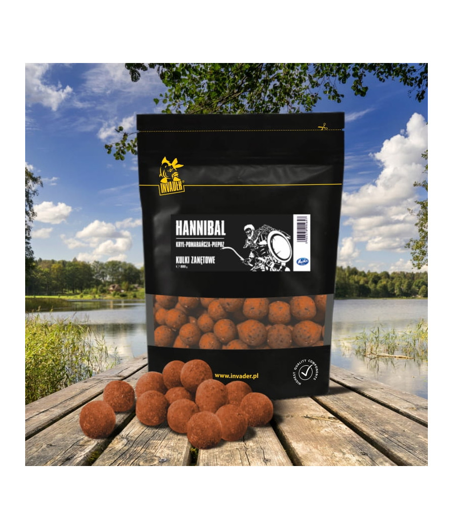 Kulki Zanętowe 14mm Hannibal - Kryl /Pomarańcza/ Pieprz - 0,8 kg INVADER
