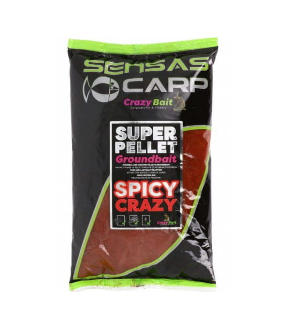 Zanęta SENSAS Super Pellet Spicy Crazy Groundbait 1kg Zanęta SENSAS Super Pellet Spicy Crazy Groundbait 1kg