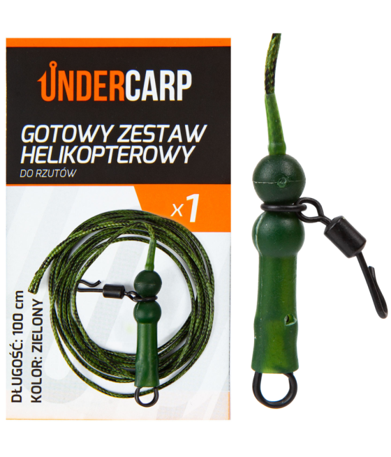 Gotowy zestaw karpiowy helikopterowy do rzutów zielony 100 cm UnderCarp