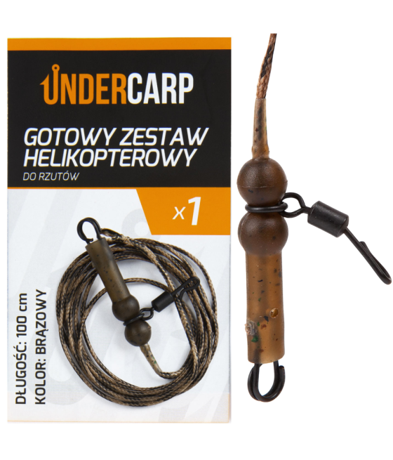 Gotowy zestaw karpiowy helikopterowy do rzutów brązowy 100 cm UnderCarp