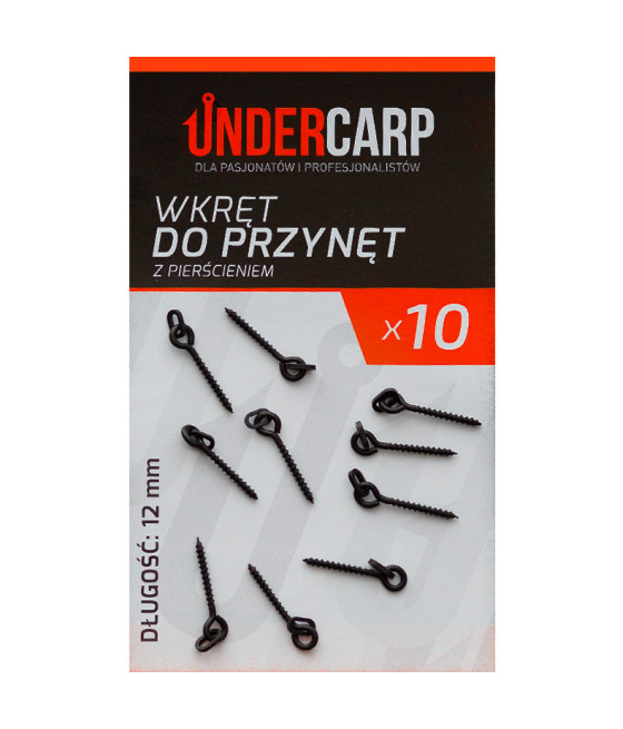 Wkręt do przynęt z pierścieniem 12 mm 10szt UnderCarp