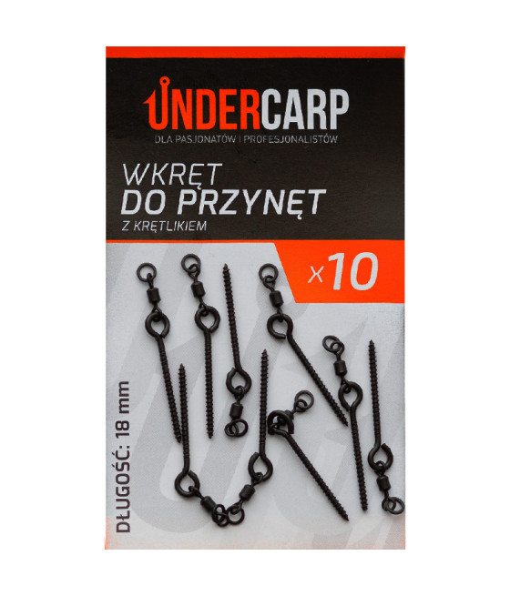 Wkręt do przynęt z krętlikiem 18 mm 10szt UnderCarp