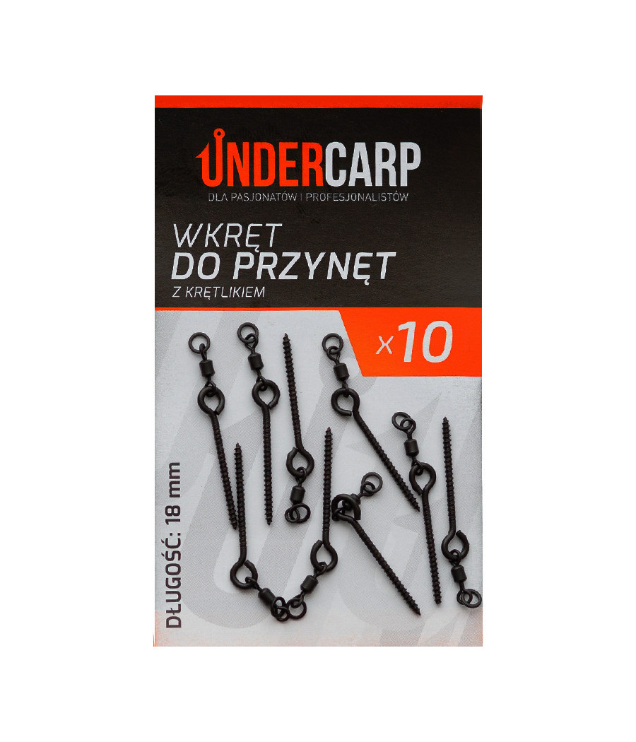 Wkręt do przynęt z krętlikiem 18 mm 10szt UnderCarp