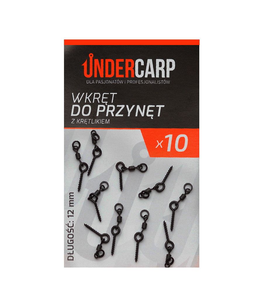 Wkręt do przynęt z krętlikiem 12 mm 10szt UnderCarp