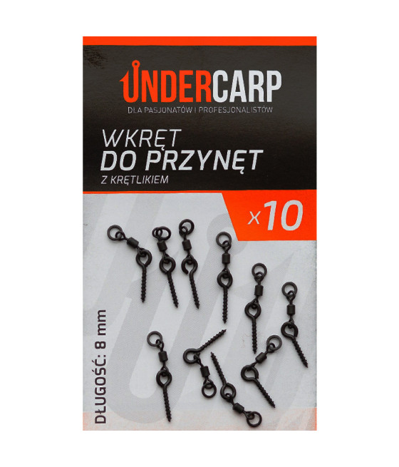 Wkręt do przynęt z krętlikiem 8 mm 10szt UnderCarp