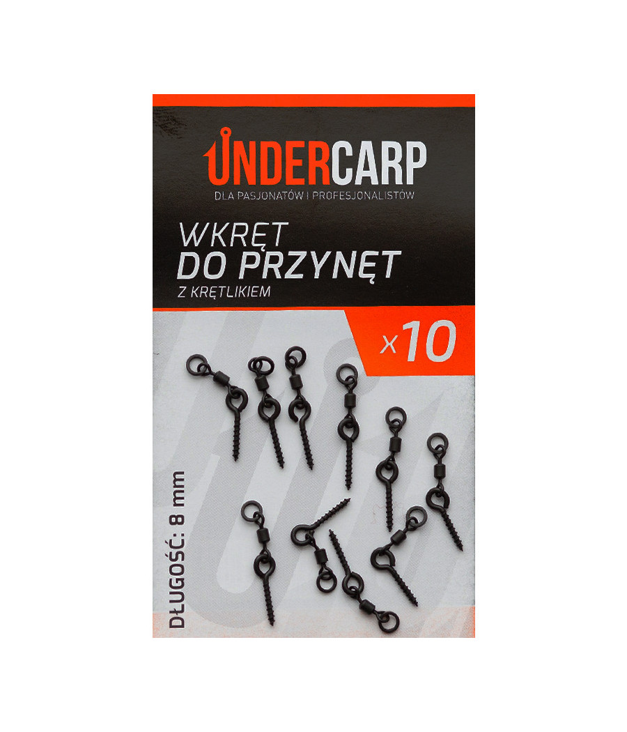 Wkręt do przynęt z krętlikiem 8 mm 10szt UnderCarp