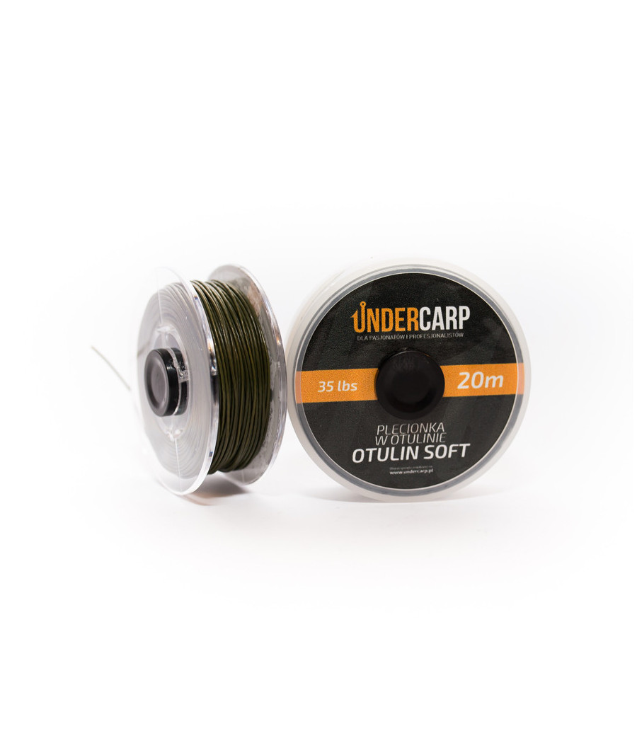 Plecionka przyponowa w otulinie 20 m/35 lbs OTULIN SOFT – zielona UnderCarp