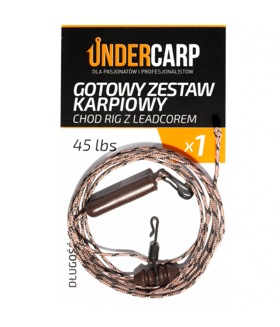 Gotowy zestaw karpiowy Chod Rig z leadcorem 45 lbs / 100 cm brązowy UnderCarp