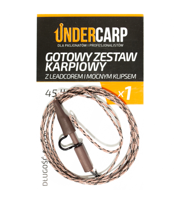 Gotowy zestaw karpiowy z leadcorem i mocnym klipsem 45 lbs / 100 cm brązowy UnderCarp
