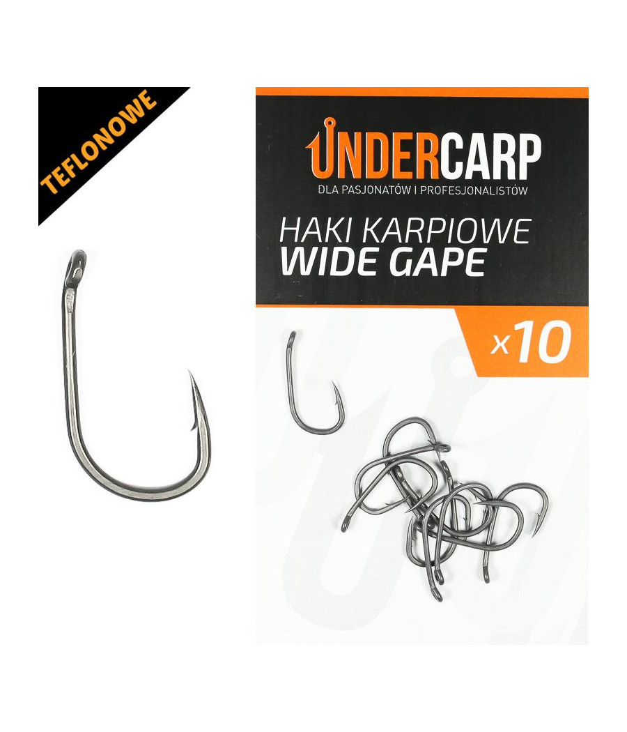 Teflonowe haki karpiowe WIDE GAPE roz 2 UNDERCARP 10szt
