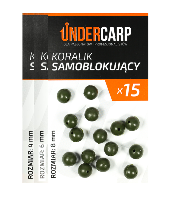 Koralik samoblokujący - zielony 6mm 15szt UnderCarp