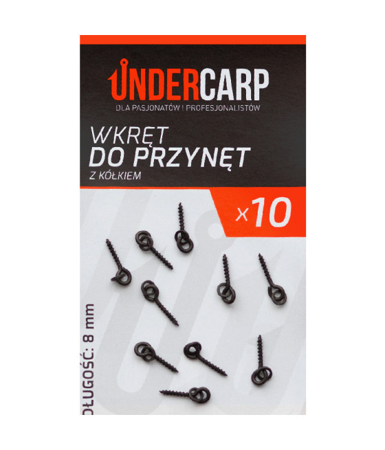 Wkręt do przynęt z kółkiem 8 mm UnderCarp 10szt