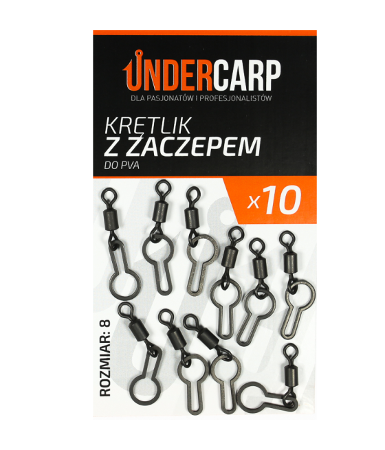 Krętlik karpiowy z zaczepem do Pva roz 8 UnderCarp 10szt