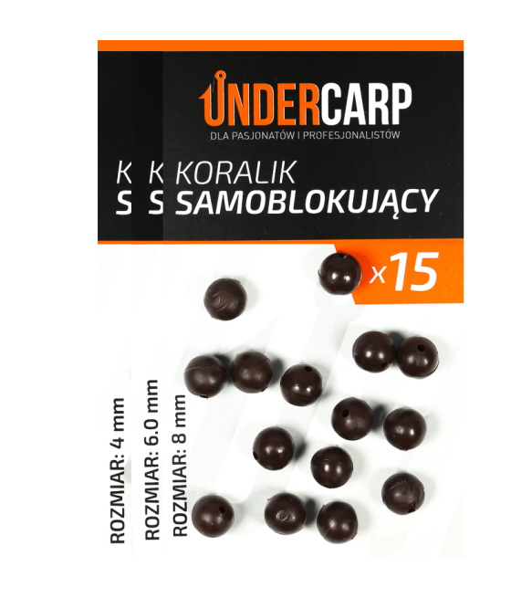 Koralik samoblokujący - brązowy 6mm UnderCarp 15szt
