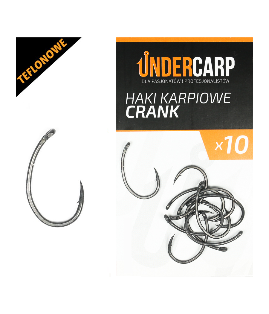Teflonowe haki karpiowe CRANK roz 2 10szt UnderCarp