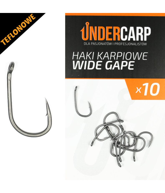 Teflonowe haki karpiowe WIDE GAPE roz 6 UNDERCARP 10szt