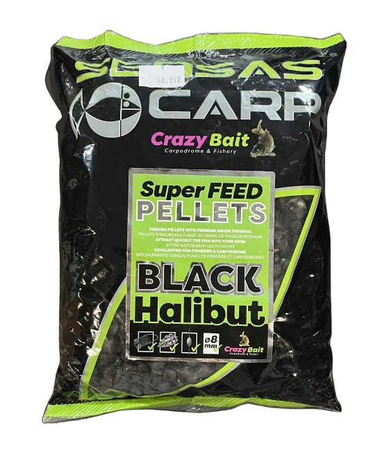 Pellet Super Feed Black Halibut 8mm 700g SENSAS