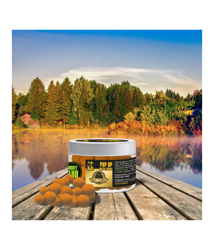 Kulki Karpiowe Pop Up Smużący Fluo Orzech Tygrysi Victory INVADER