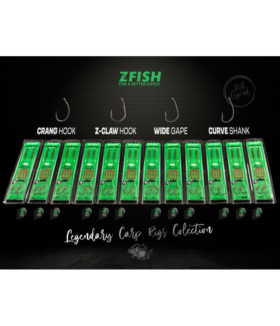 Przypony Karpiowe ZFish Wide Gape Carp Rig roz. 2 2szt Zadziorowe