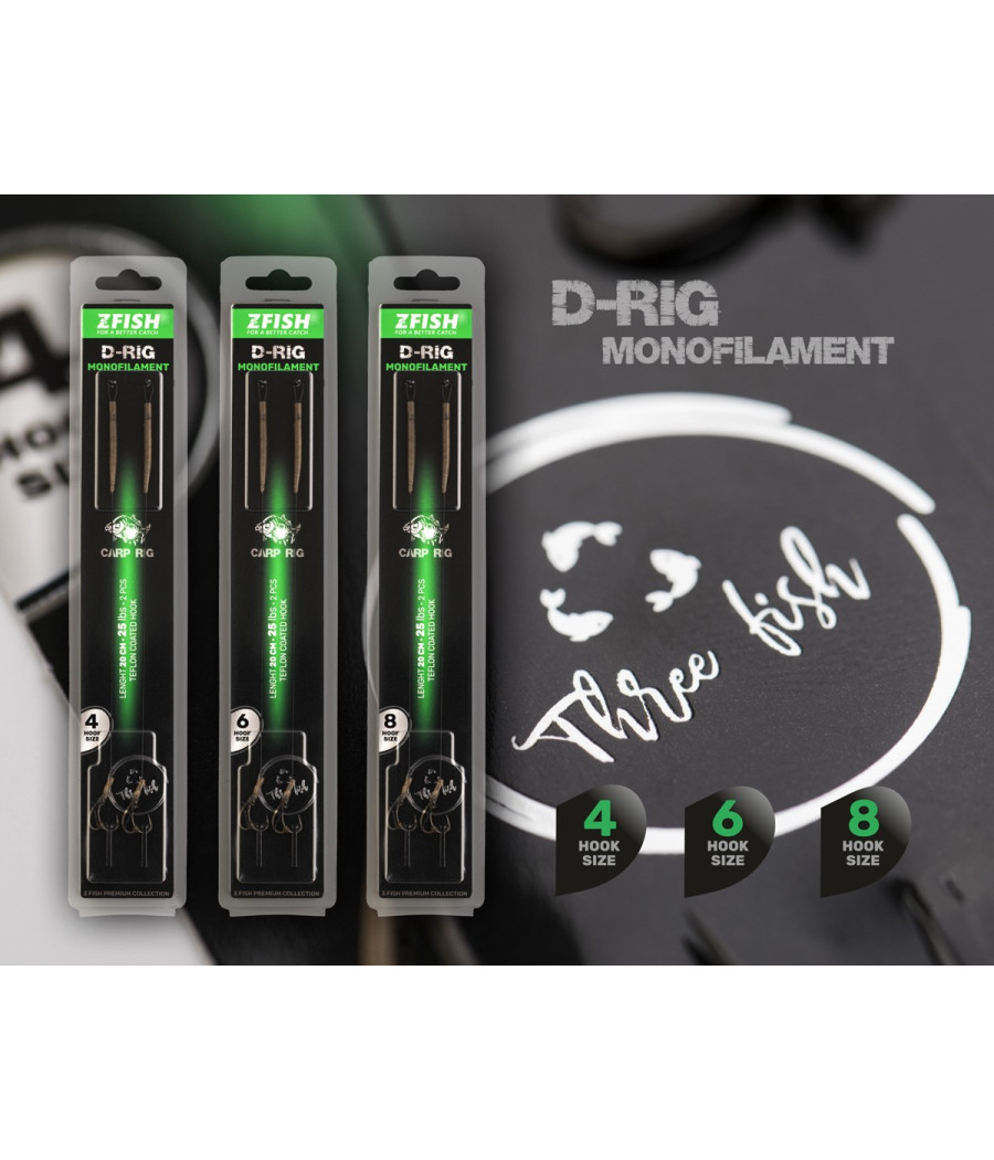 Przypony Karpiowe ZFish Monofilament Carp Rig roz. 4 2szt Zadziorowe