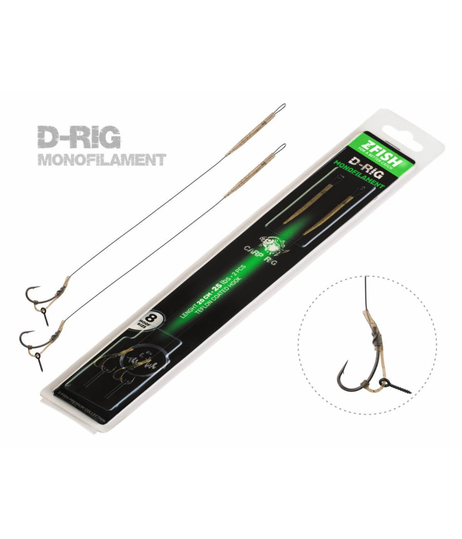 Przypony Karpiowe ZFish Monofilament Carp Rig roz. 6 2szt Zadziorowe