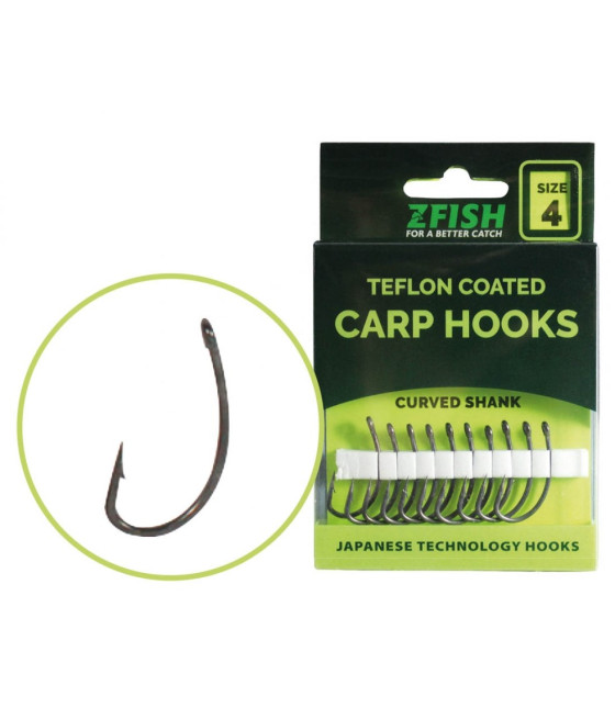 Haki Karpiowe Curved Shanks ZFISH haczyki teflonowe roz 4 10szt