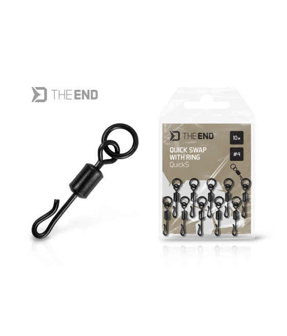 Krętlik z szybkozłączką i kółkiem Delphin TheEND QuickS 4 10 szt