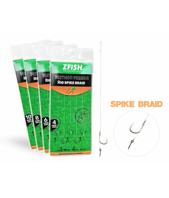 Gotowe Przypony Zadziorowe Plecionka Igiełka roz 4 Zfish 5 szt