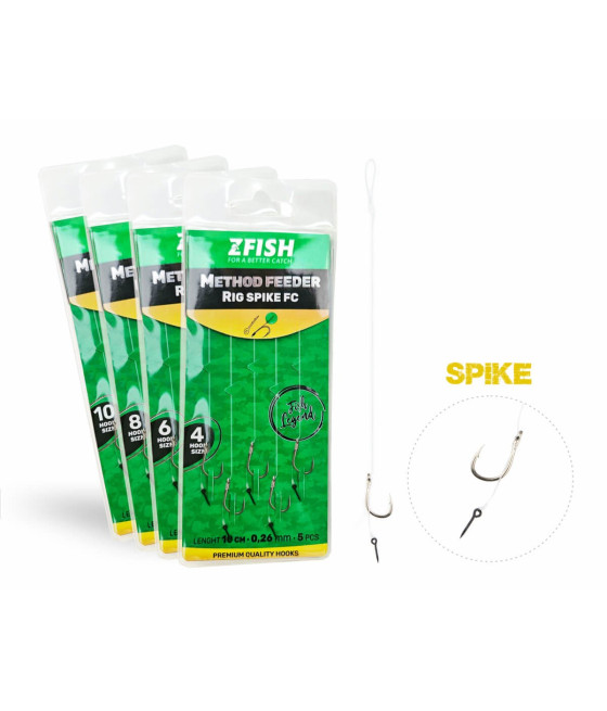 Gotowe Przypony Zadziorowe Fluorocarbon Igiełka roz 10 Zfish 5 szt