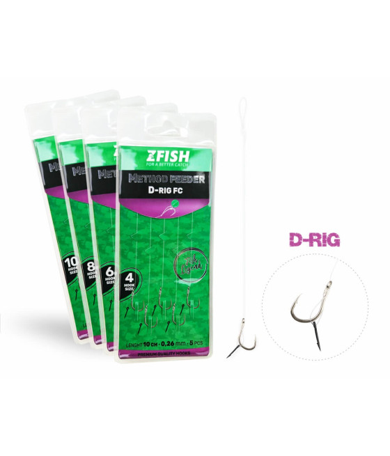 Gotowe Przypony Zadziorowe Fluorocarbon Igiełka roz 10 Zfish 5 szt