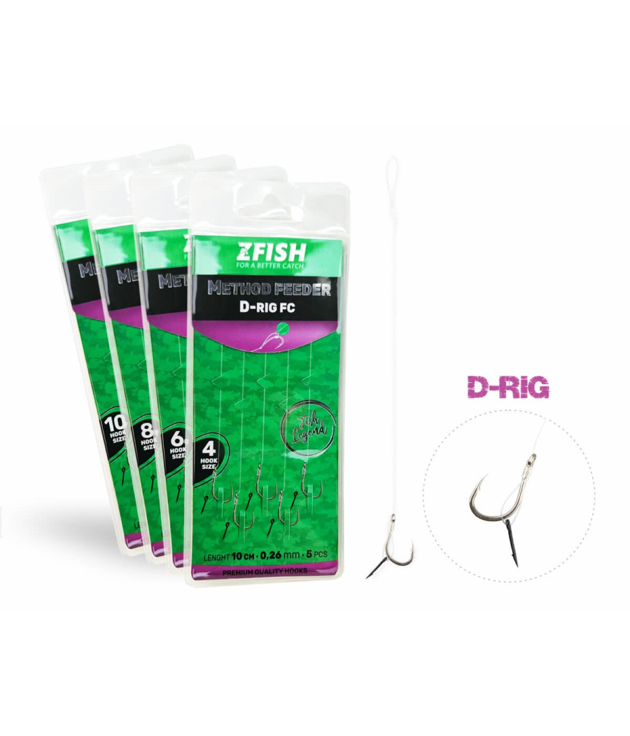 Gotowe Przypony Zadziorowe Fluorocarbon Igiełka roz 10 Zfish 5 szt