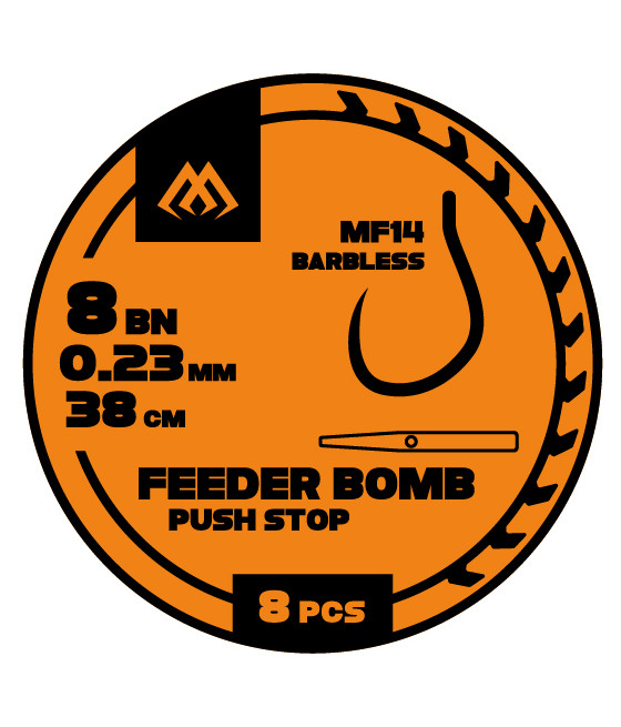 Przypony Z Push Stopem Hak Bezzadziorowe MF14 10 0.23mm 38cm 8szt Mikado