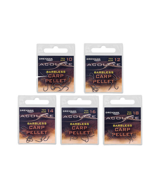 Haczyki Drennan roz 10 Acolyte Barbless Carp Pellet Bezzadziorowe 10szt