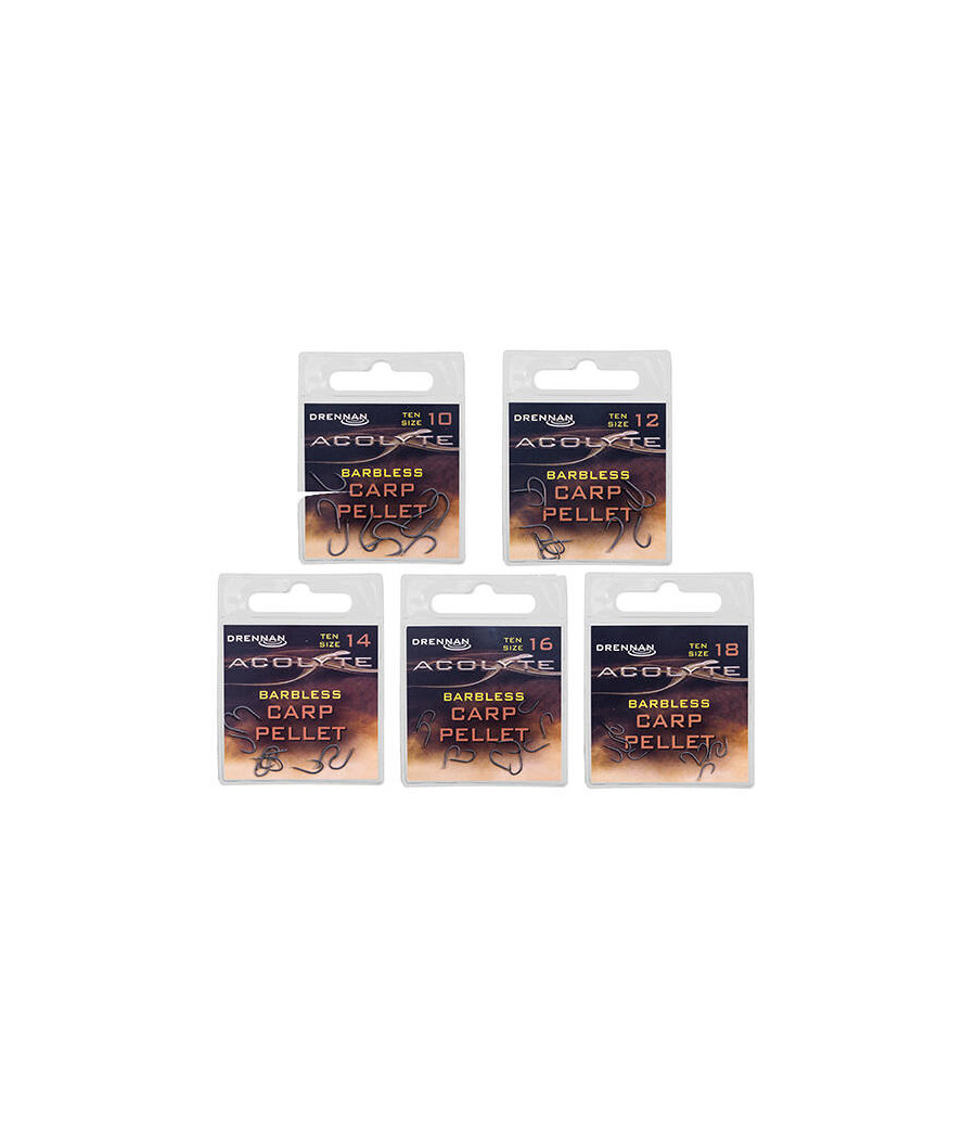 Haczyki Drennan roz 10 Acolyte Barbless Carp Pellet Bezzadziorowe 10szt
